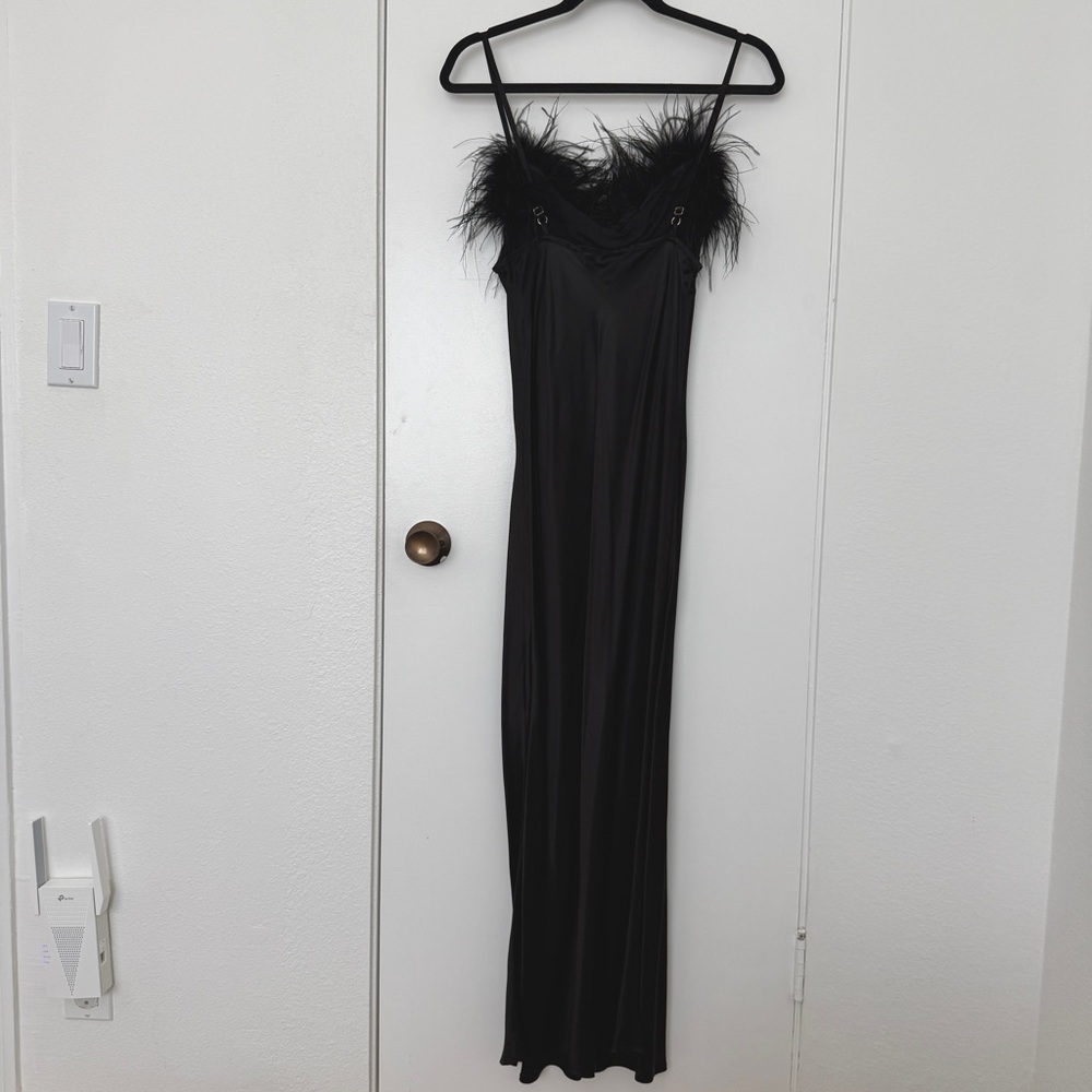 Sleeper Boheme slip dress with feathers in black • size S - Picture 4 of 8
